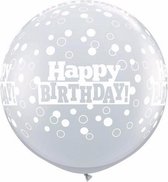 Qualatex - Megaballon Bedrukt Happy Birthday Diamond Clear 95 cm (2stuks)