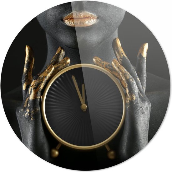 Black Gold Clock | Eric Kuster Style  | 30 x 30 CM | Wanddecoratie | Schilderij | 5 mm dik plexiglas muurcirckel