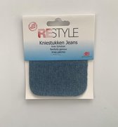 Reparatiedoek Strijkbaar Kniestuk -  Jeans Lichtblauw - 95 x 110 mm