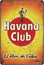 Wandbord Retro Vintage Wand Bord Muur Kamer Decoratie Metaal Emaille Reclame Wandborden Tekst Mancave Metalen Bord Kroeg Bar Cafe Metalen Bord Havana Club El Ron de Cuba Yellow Staand 30x20cm