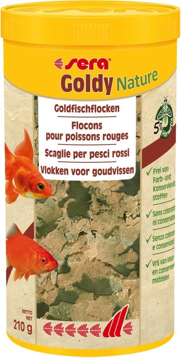 Sera goldy nature 1000 ml voor kleine koudwatervissen zonder bewaarmiddelen