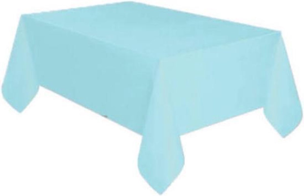 Tafelkleed dun Plastic licht blauw XL 137x274cm / Let op dit is dun plastic geen tafelzeil - feestjes - Babyshower