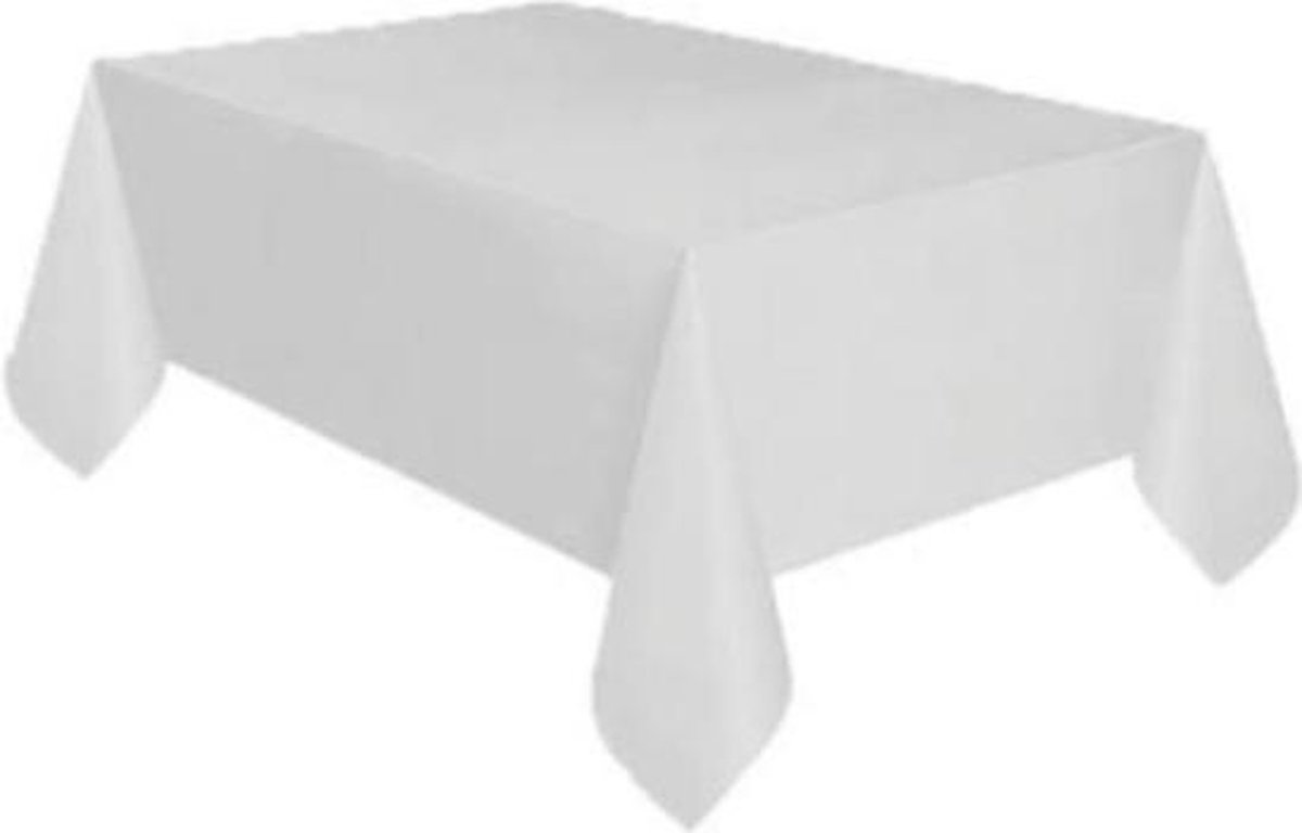 Tafelkleed dun Plastic wit XL 137x274cm / Let op dit is dun plastic geen tafelzeil