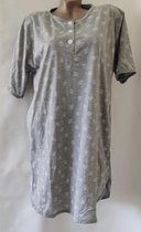 Dames nachthemd korte mouw met blaadjesprint M 38-40 grijs/wit