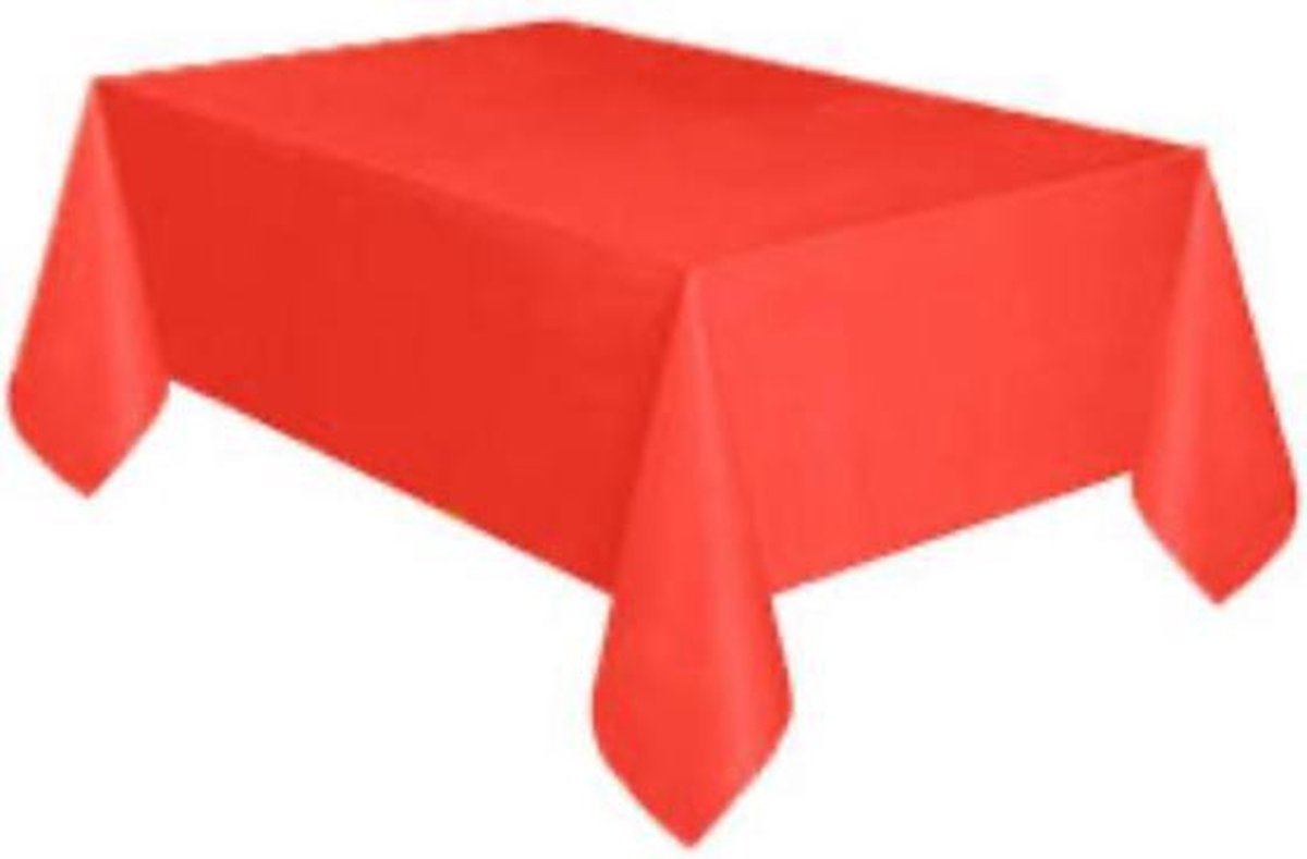 Tafelkleed dun Plastic rood XL 137x274cm / Let op dit is dun plastic geen tafelzeil