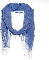 Sjaal blauw - Ingeweven dessin - 100% Katoen