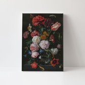 Stilleven bloemen in een glazen vaas - Jan Davidsz de Heem | 20 x 30 CM | Canvasdoek voor buiten | Schilderij | Outdoor | Tuindoek