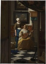De liefdesbrief - Johannes Vermeer | 20 x 30 CM | Canvasdoek voor buiten | Schilderij | Outdoor | Tuindoek