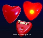 24 X Breaklight Lichtgevend Hartje - Valentijn - LED Hartje met Speld - Love - Rood Hartje - Doosje 24 stuks