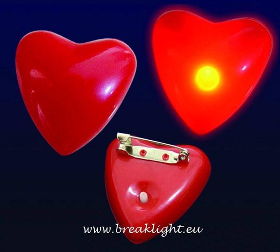 24 X Breaklight Lichtgevend Hartje - Valentijn - LED met Speld - Love - Rood... | bol.com