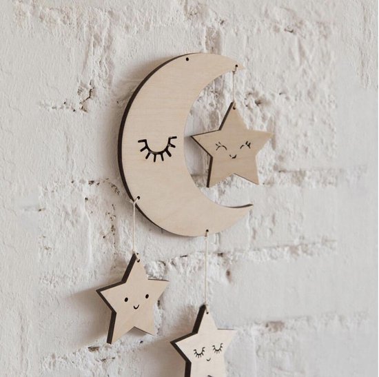 Kinderkamer decoratie houten maan & sterren | bol.com