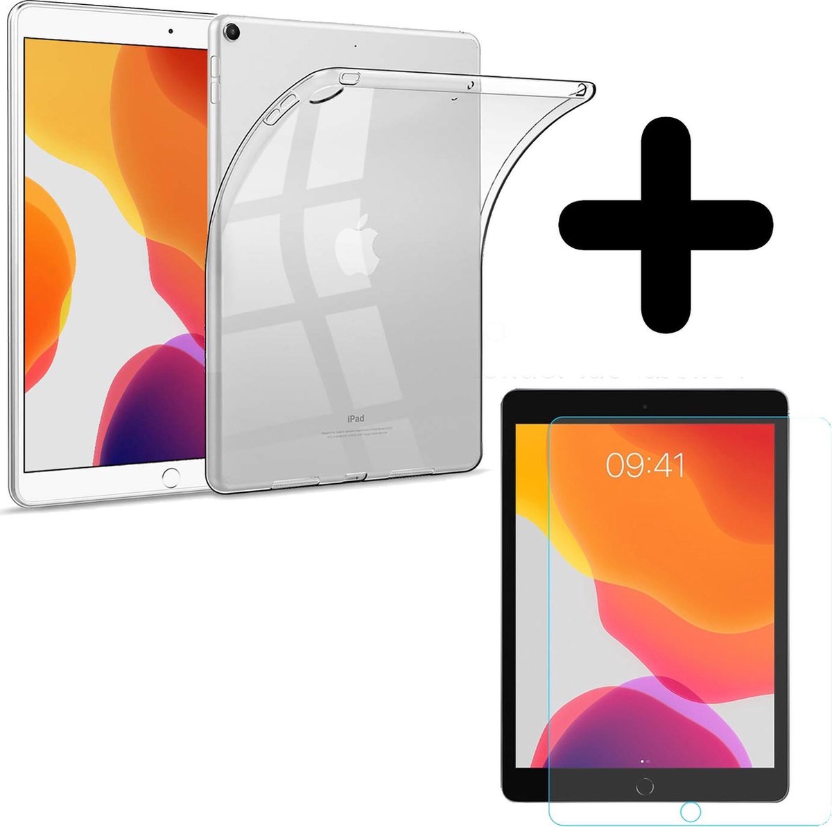 Hoes - Geschikt voor Apple iPad 7 (2019) - 10.2 inch - 7e Generatie - Met Screenprotector - Siliconen Backcover - Shockproof Case - Tablet Hoesje - Shockbestendige Back Cover Tablet Hoesje - Transparant