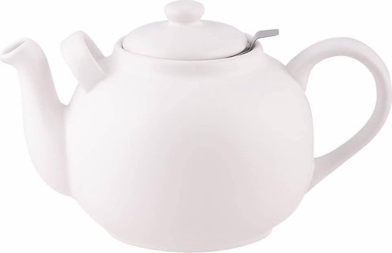 Plint Retro Theepot – 2,5 Liter inhoud – Inclusief Theezeef – Wit