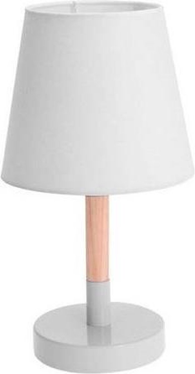 Witte tafellamp/schemerlamp hout/metaal 23 cm Woondecoratie