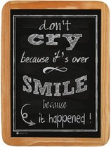 Wandbord houten spreukbord met krijtopschrift Smile because