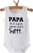 romper baby  mijn eerste wk ek voetbal met tekst papa formue 1 max en ik kijken samen sport sttt maat 74-80 mouwloos