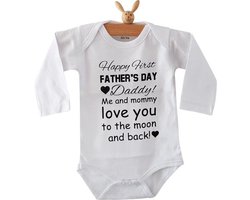 Baby Rompertje tekst papa eerste Vaderdag cadeau van mama | Happy first father’s Day daddy me and mommy love you to the moon and back | lange mouwen | wit zwart | maat 50-56 | mooiste cadeautje kind liefste lief leukste mijn is de allerbeste best Baby Rompertje tekst papa eerste Vaderdag cadeau van mama | Happy first father’s Day daddy me and mommy love you to the moon and back | lange mouwen | wit zwart | maat 50-56 | mooiste cadeautje kind liefste lief leukste mijn is de allerbeste best