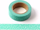 Groene washi tape met sneeuwvlokken en sterren | 15mm x 10m