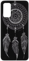 ADEL Siliconen Back Cover Softcase Hoesje Geschikt voor Samsung Galaxy S20 Ultra - Dromenvanger Mandala Zwart Wit