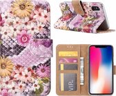 iPhone X / Xs Margrietjes Design Booktype Kunstleer Hoesje Met Pasjesruimte