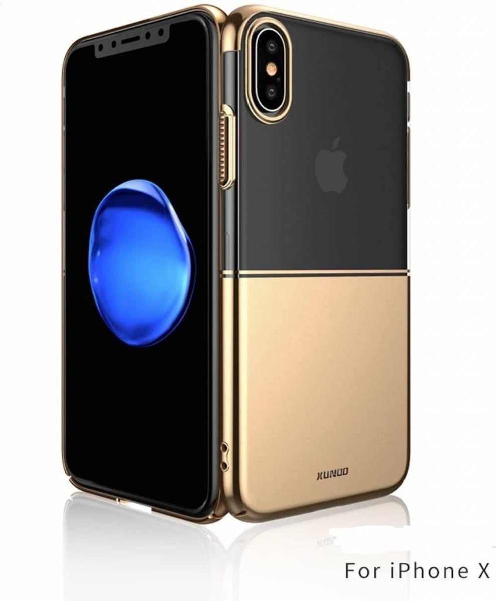 Xundd iPhone X / Xs Luxe Half Transparant Clear PC + Plating Hard Hoesje Champagne Goud