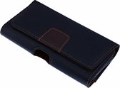 Universeel Zwart Riem Holster PU Lederen Case Motorola Moto E5 Plus