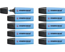 Omslag van STABILO BOSS ORIGINAL - Markeerstift - Hoogste Kwaliteit - Blauw - Doos Met 10 Stuks