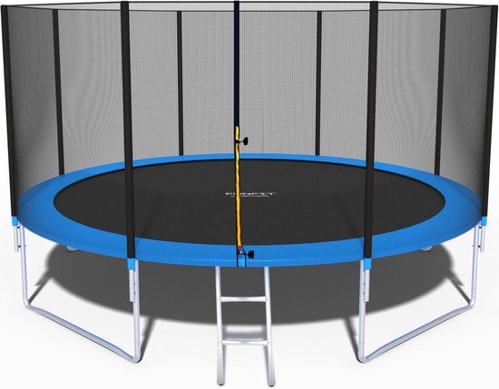 Trampoline - 374 cm - met net & ladder - blauw