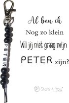 Sleutelhanger Wil jij mijn Peter zijn? | zwart | al ben ik nog zo klein | peter vragen | peter worden | peetoom vragen | peetoom worden