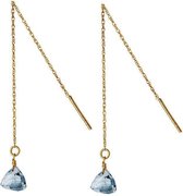 Goud Plated Zilver Blauwe Topaas Oorhangers