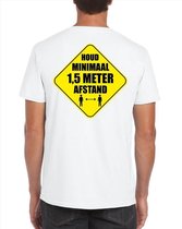 Houd 1,5 meter afstand shirt voor werknemers/ medewerkers wit voor heren - Persoonlijke bescherming M