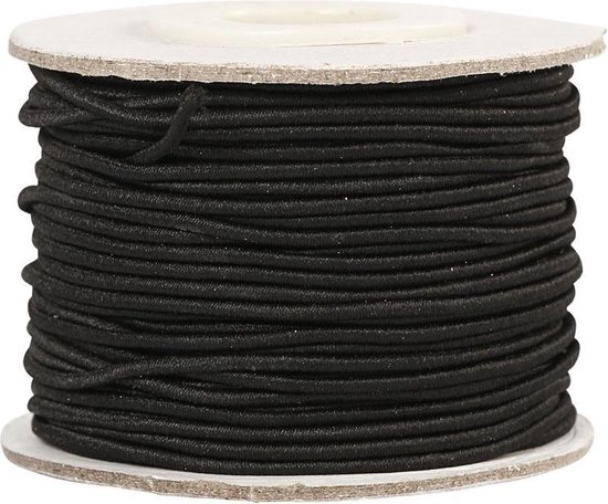 Zwart elastiek op rol 1 mm x 20 meter hobbymateriaal - 1 mm - kleding/mondkapjes... | bol.com