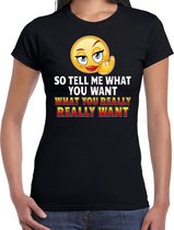 Funny emoticon t-shirt So tell me what you want zwart dames S