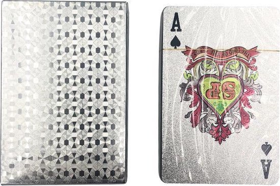 Thumbnail van een extra afbeelding van het spel Luxe zilveren Speelkaarten - Waterdichte Speelkaarten - Pokerkaarten - Speelkaarten - Waterproof kaarten - Geplastificeerd - Competitief - Spelletjes - Kaarten