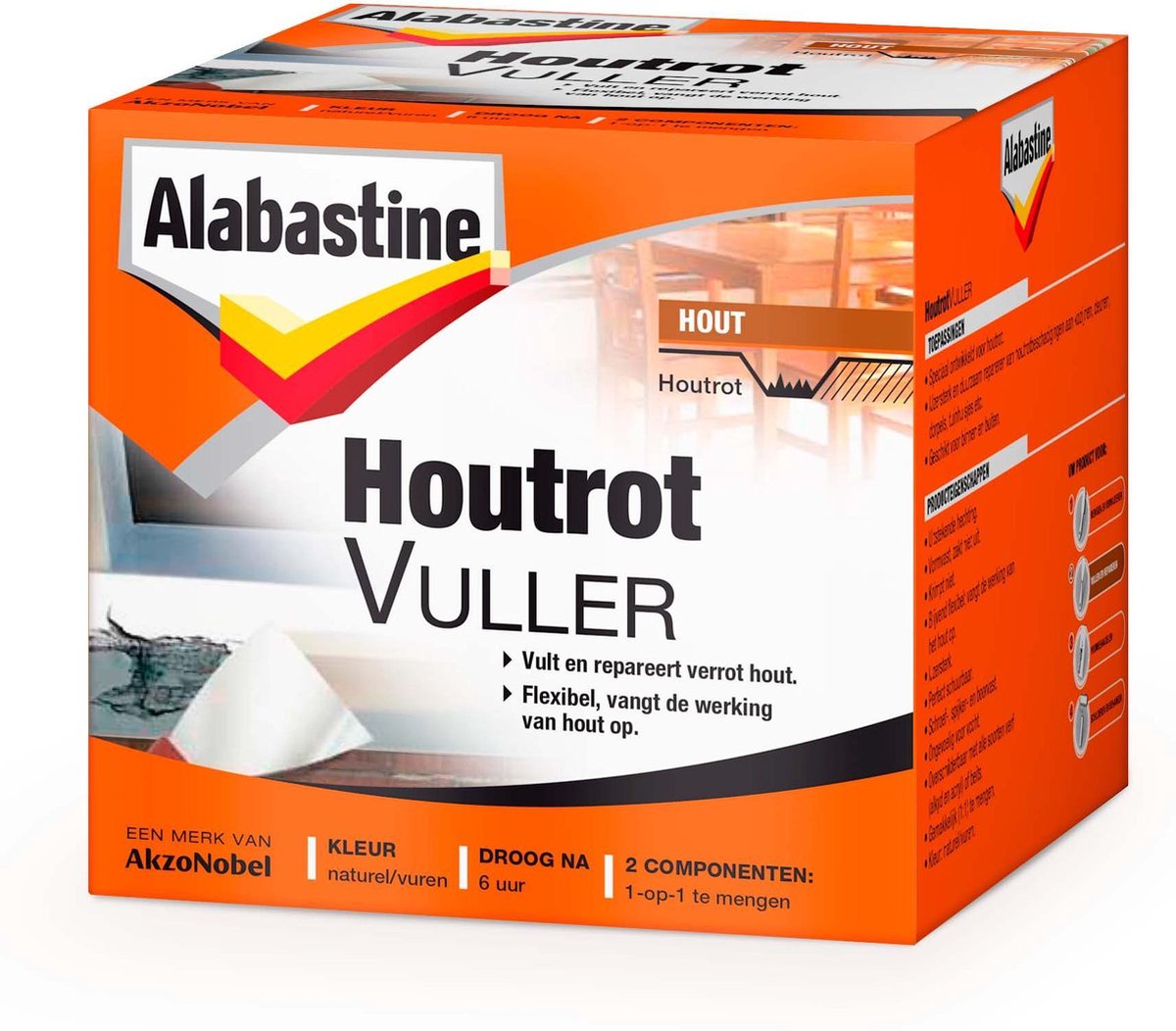 Alabastine houtrotvuller - 1 kg.