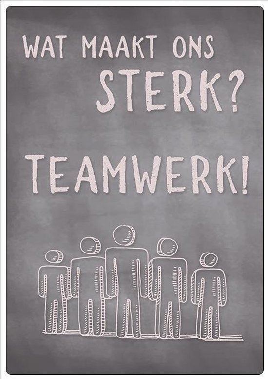Spreukenbordje: Wat maakt ons sterk? Teamwerk! | Houten Tekstbord