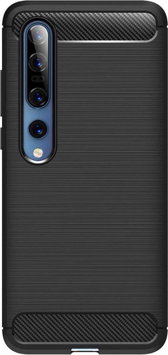 Shop4 - Xiaomi Mi 10 Hoesje - Zachte Back Case Carbon Zwart