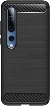 Shop4 - Xiaomi Mi 10 Hoesje - Zachte Back Case Carbon Zwart