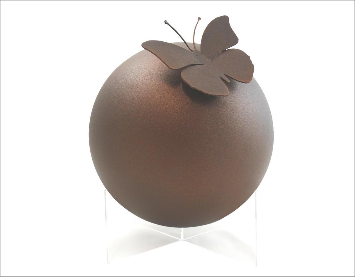 Bol RVS Bol Urn Groot Met Vlinder Bronscoating 20cm