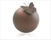 RVS bol urn groot - met vlinder - 3,3L inhoud - gepoedercoat in kleur terra brown - 20cm