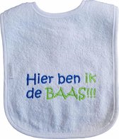 Witte slab met "Hier ben ik de baas!!!"