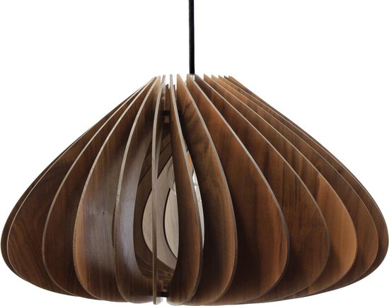 wodewa moderne hanglamp hout plafondlamp LUNA massief hout WALNUT LED E27  duurzame... | bol.com