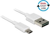 DeLOCK Easy-USB Micro B naar Easy-USB-A kabel - USB2.0 - tot 2A / wit - 0,50 meter