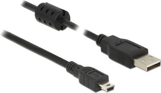 Wiegen vork Goed opgeleid USB Mini B naar USB-A kabel met ferriet kern - USB2.0 - tot 2A / zwart - 3  meter | bol.com