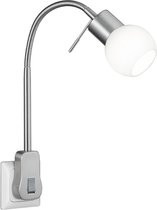 Stekkerlamp met Schakelaar - Trion Frido - G9 Fitting - 3W - Warm Wit 3000K - Dimbaar - Mat Nikkel - Aluminium - BSE