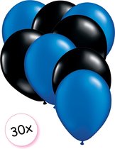 Ballonnen Blauw & Zwart 30 stuks 27 cm