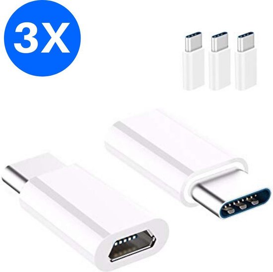 Lot de 5 adaptateurs de chargement de données Micro vers USB-C Type-C USB 3.1 pour produit intelligent 2 couleurs blanc 