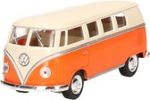 Modelauto Volkswagen T1 two-tone oranje/wit 13,5 cm - speelgoed auto schaalmodel - miniatuur model
