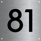 RVS huisnummer 12x12cm nummer 81