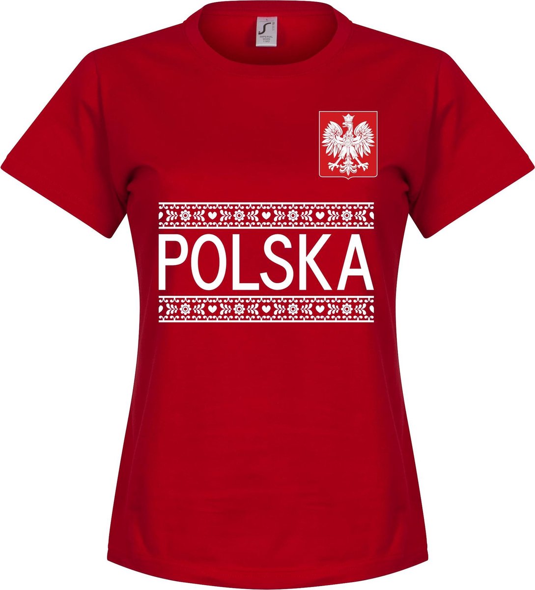 Polen Dames Team T-Shirt - Rood - XL